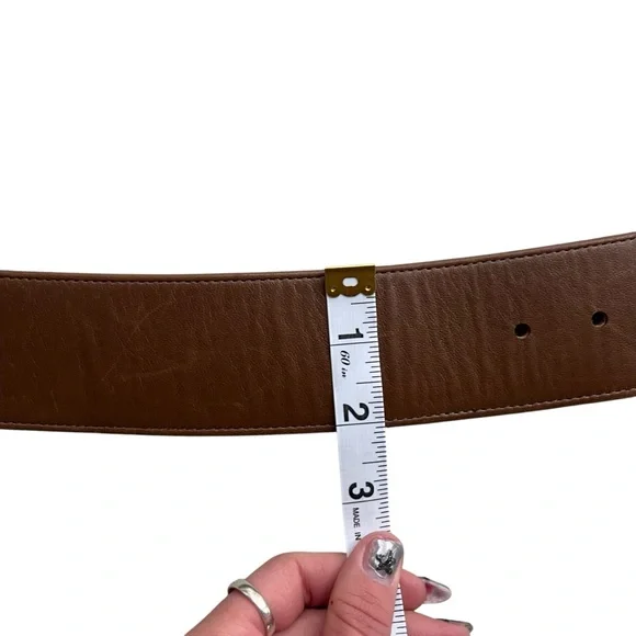 Carlisle Womens Size Medium Brown Leather Gold Black Horn Buckle Waist Belt 1665 - Picture 13 of 13